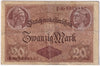 Germany 1914 20 Mark Note, Pick #48b, VG-F