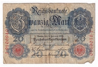 Germany 1914 20 Mark Note, F (Damaged)