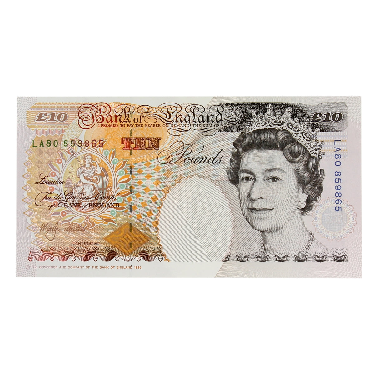 Great Britain 1993 10 Pound Note, BE168c, AU-UNC