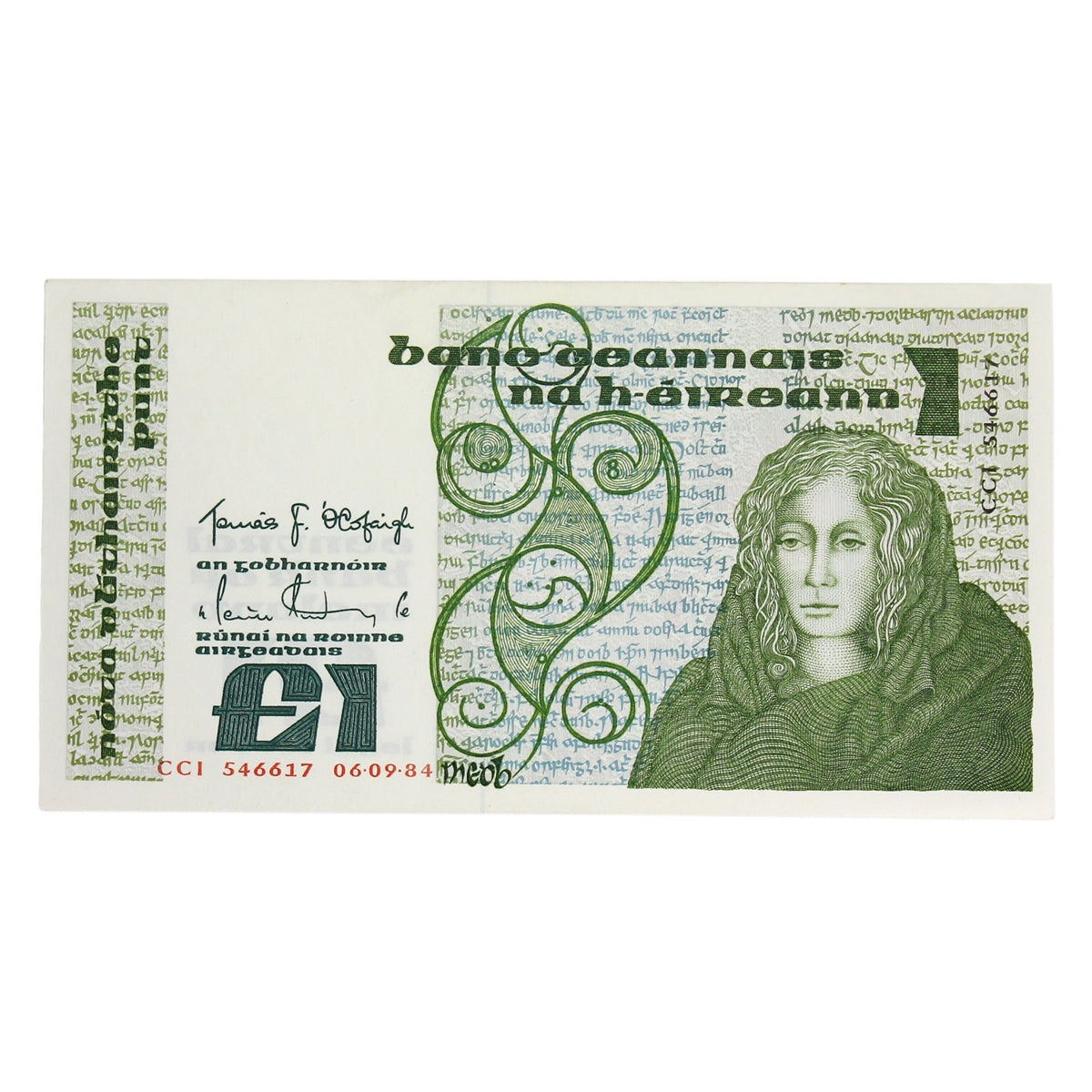 Ireland 1984 1 Pound Note, E138, UNC