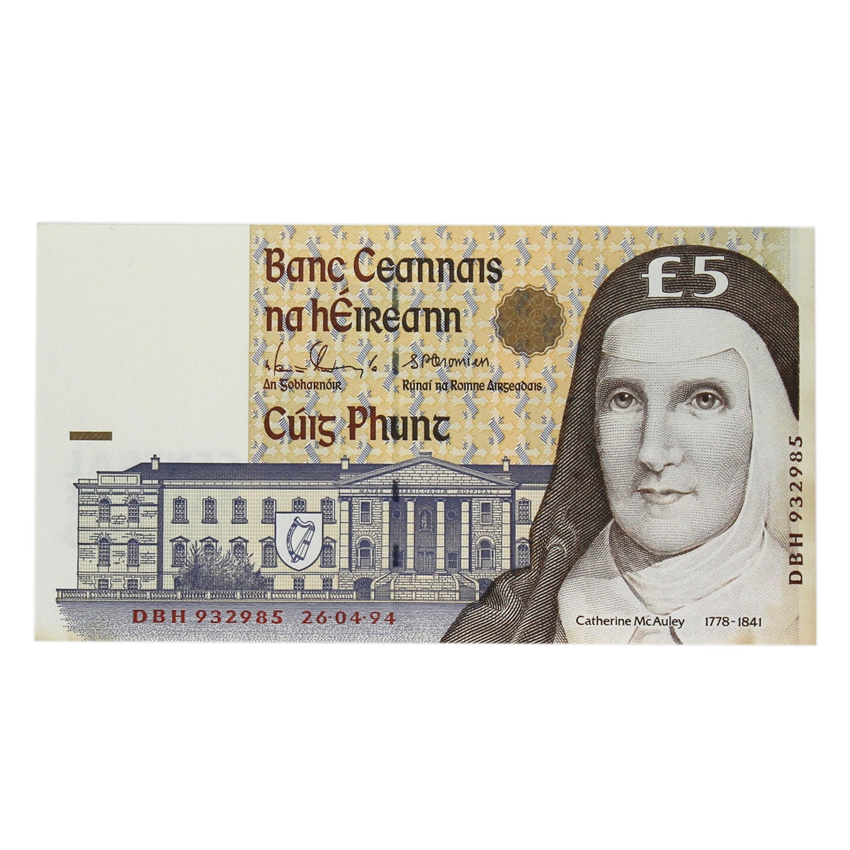Ireland 1994 5 Pound Note, E153, UNC