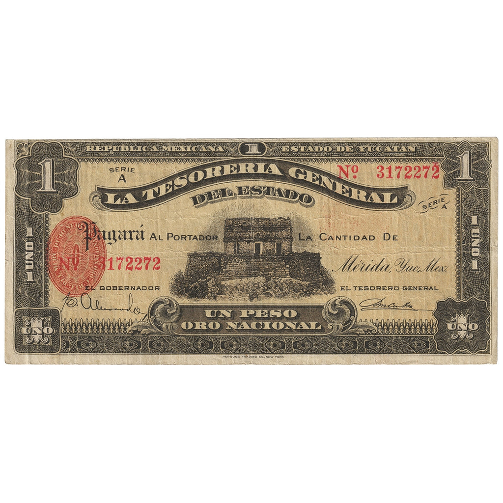 Mexico - Revolutionary 1916 1 Peso Note, Pick #1135, VF