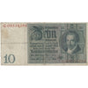 Germany 1929 10 Reichsmark Note, F (tears)