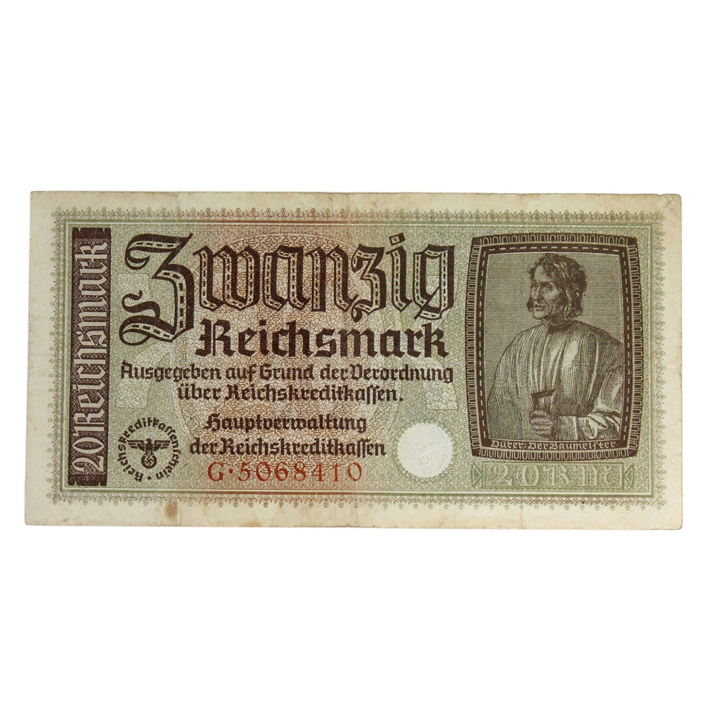 Germany 1940-45 20 Reichsmark Note, Pick #R139, F