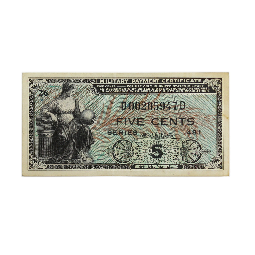 USA 1951 5 Cent Military Payment Certificate, Pick #M22, Series 481, EF