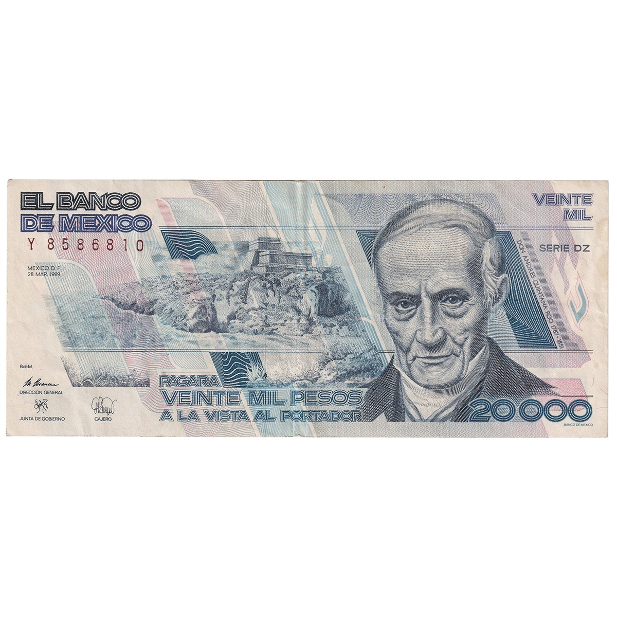 Mexico 1989 20,000 Peso Note, Pick #92b, EF