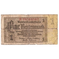 Germany 1937 1 Rentenmark Note, VG