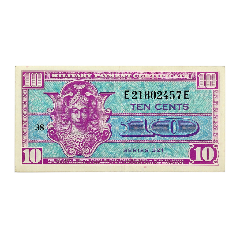 USA 1954 10 Cent Military Payment Certificate, Pick #M30, Series 521, VF-EF