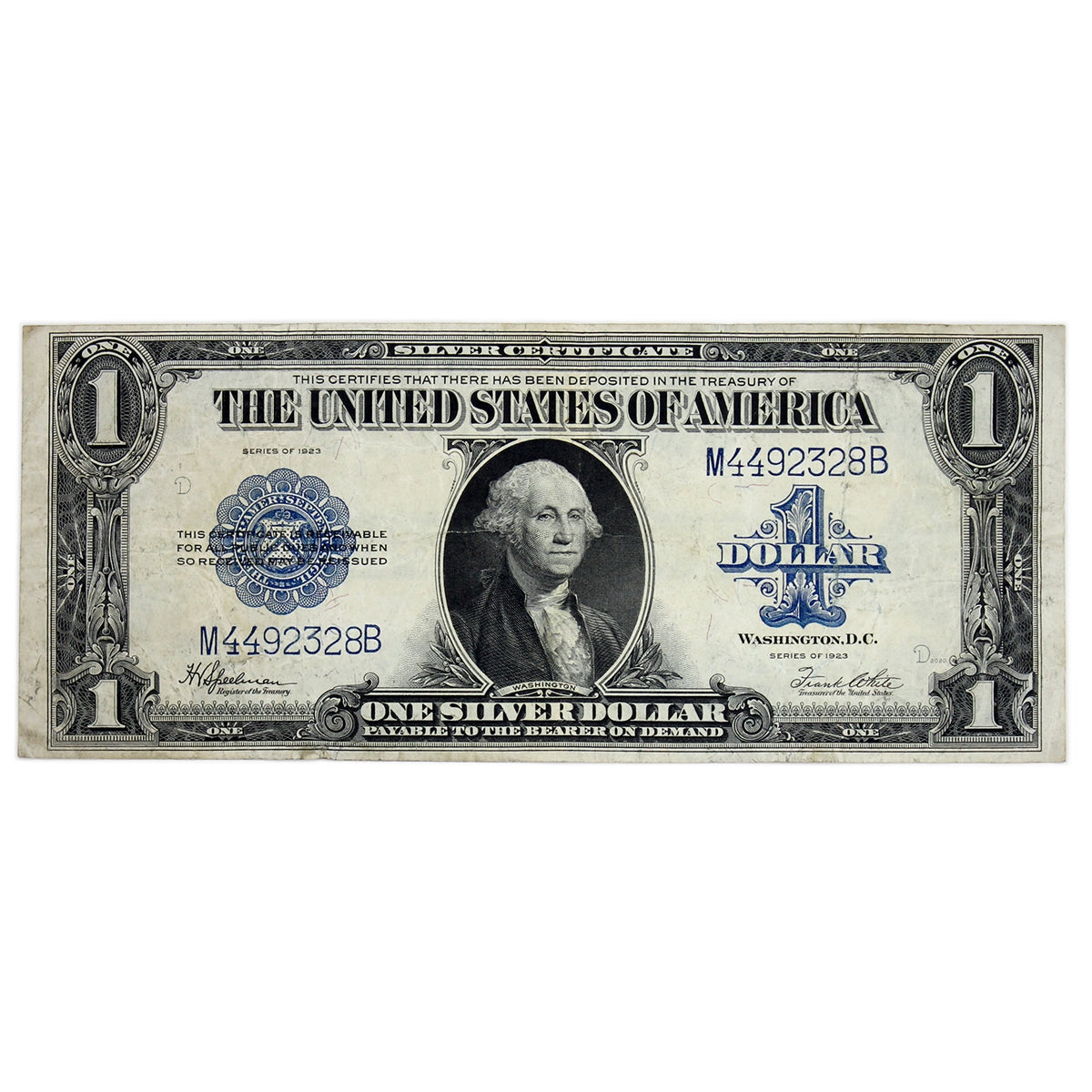 USA 1923 $1 Note, FR# 237 (Pick #189), Speelman-White, Silver Certificate, Blue Seal, F