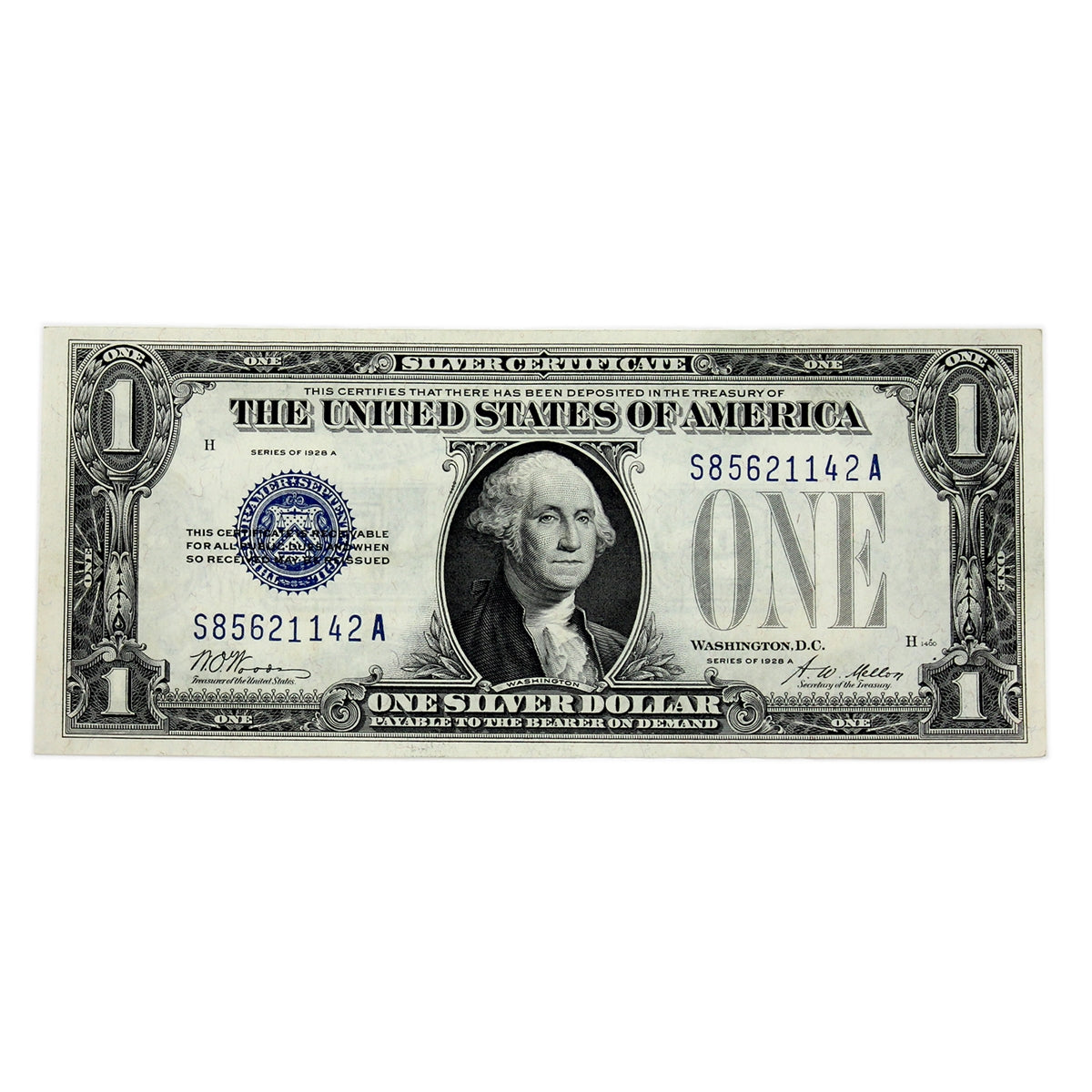 USA 1928A $1 Note, FR #1601, Woods-Mellon, Silver Certificate, EF