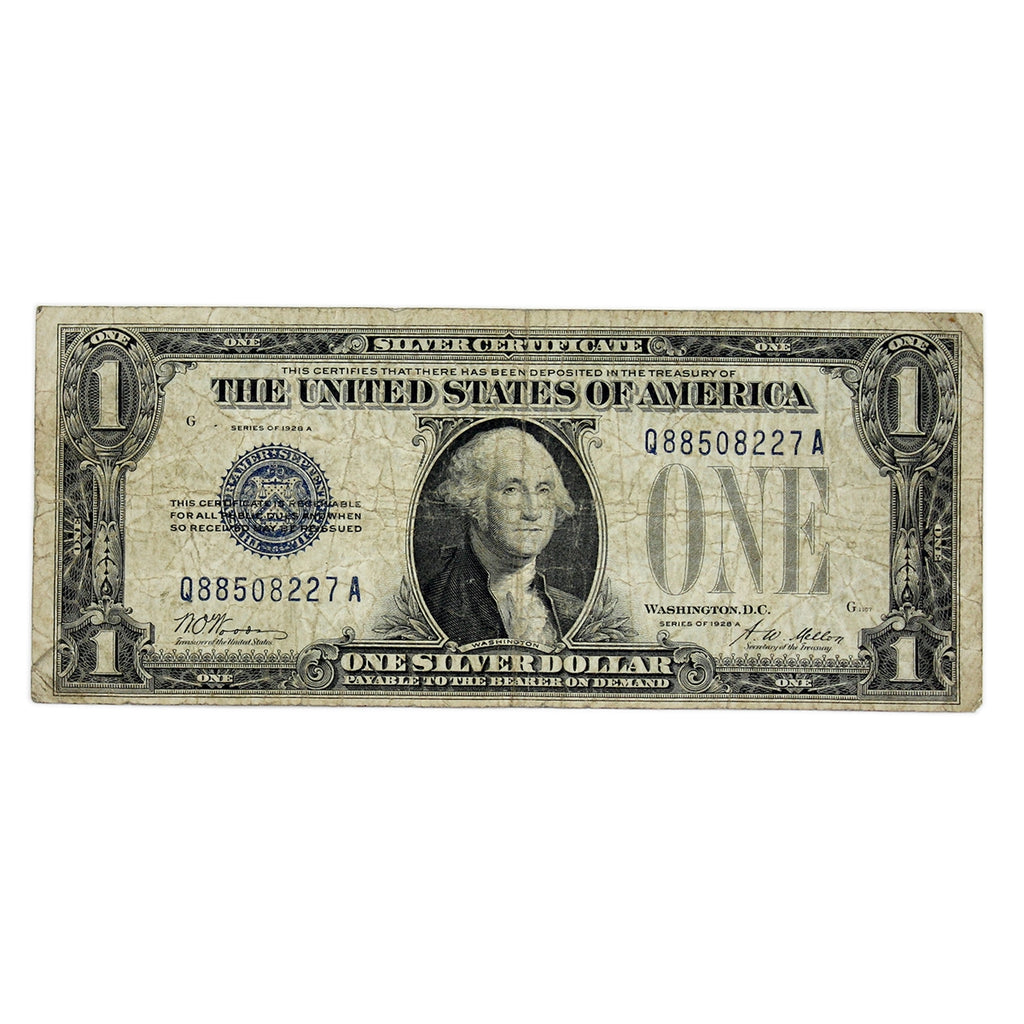 USA 1928A $1 Note, FR #1601, Woods-Mellon, Silver Certificate, VG-F