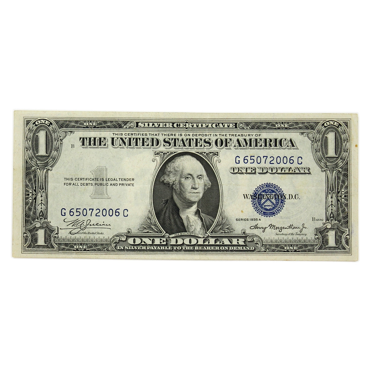 USA 1935A $1 Note, FR #1608, Julian-Morgenthau, Silver Certificate, EF