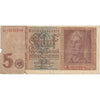 Germany 1942 5 Reichsmark Note, Pick #186a, VF