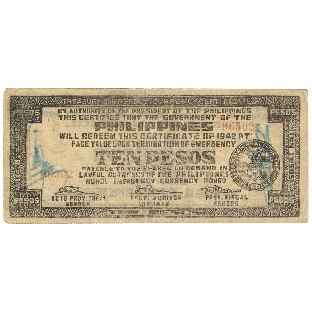Philippines 1942 5 Peso Note, Pick #S137c, VF