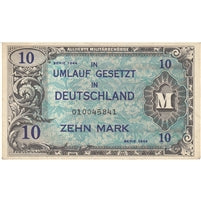 Germany 1944 10 Mark Note, 9 Digit With F, AU
