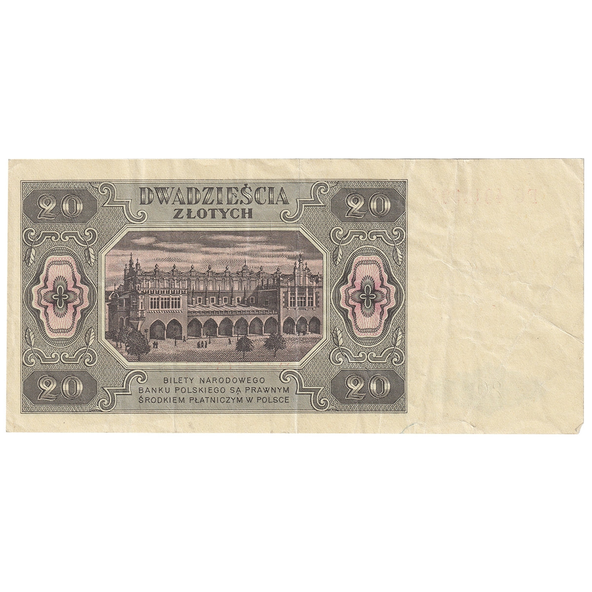Poland 1948 20 Zlotych Note, Pick #137, VF