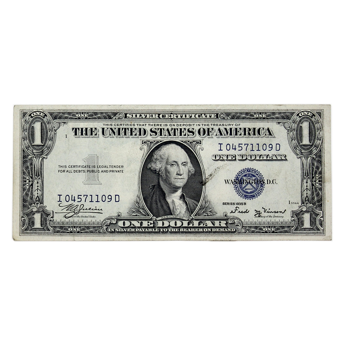 USA 1935B $1 Note, FR #1611, Julian-Vinson, Silver Certificate, VF-EF