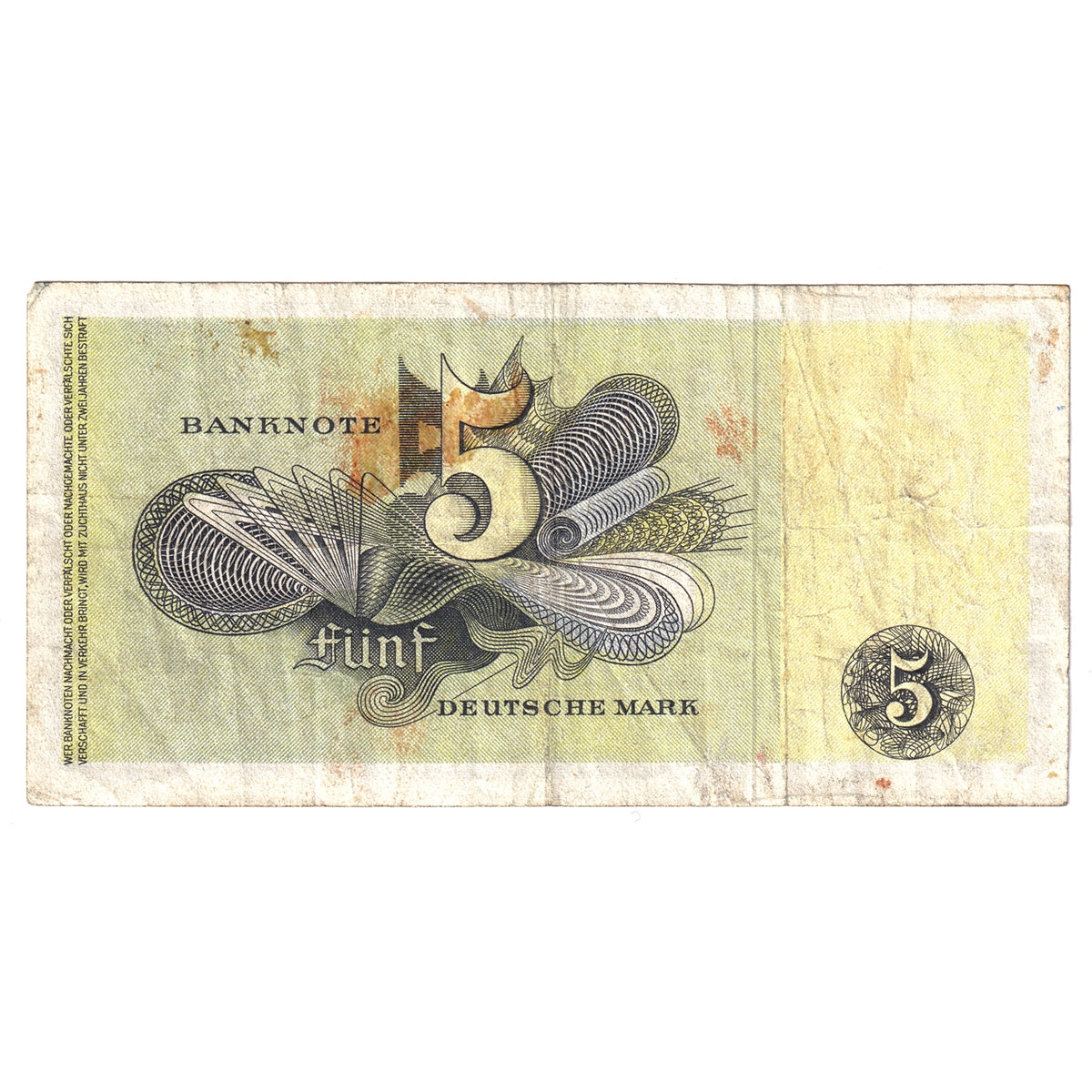 Germany 1948 5 Deutsche Mark Note, Pick #13e, VF (stain)