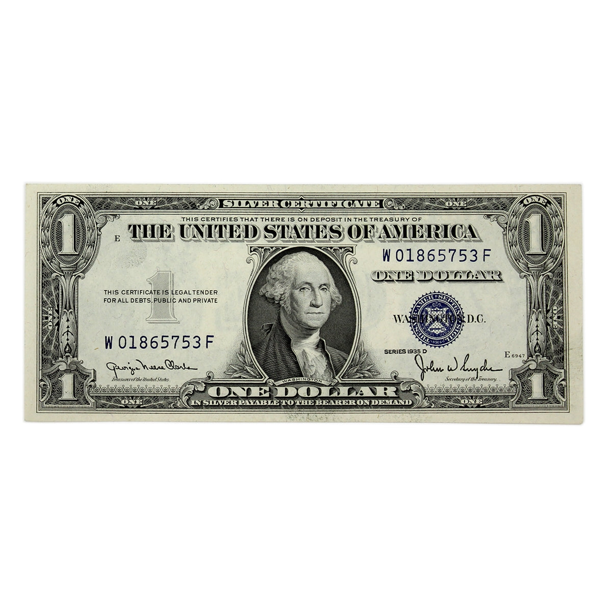 USA 1935D $1 Note, FR #1613, Clark-Snyder, Silver Certificate, EF