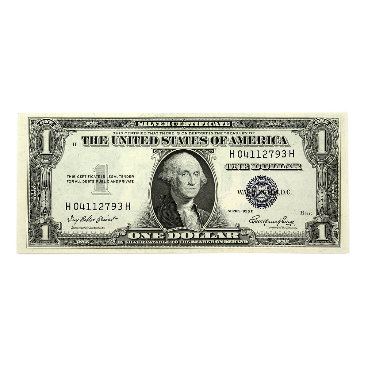 USA 1935E $1 Note, FR #1614, Priest-Humphrey, Silver Certificate, AU
