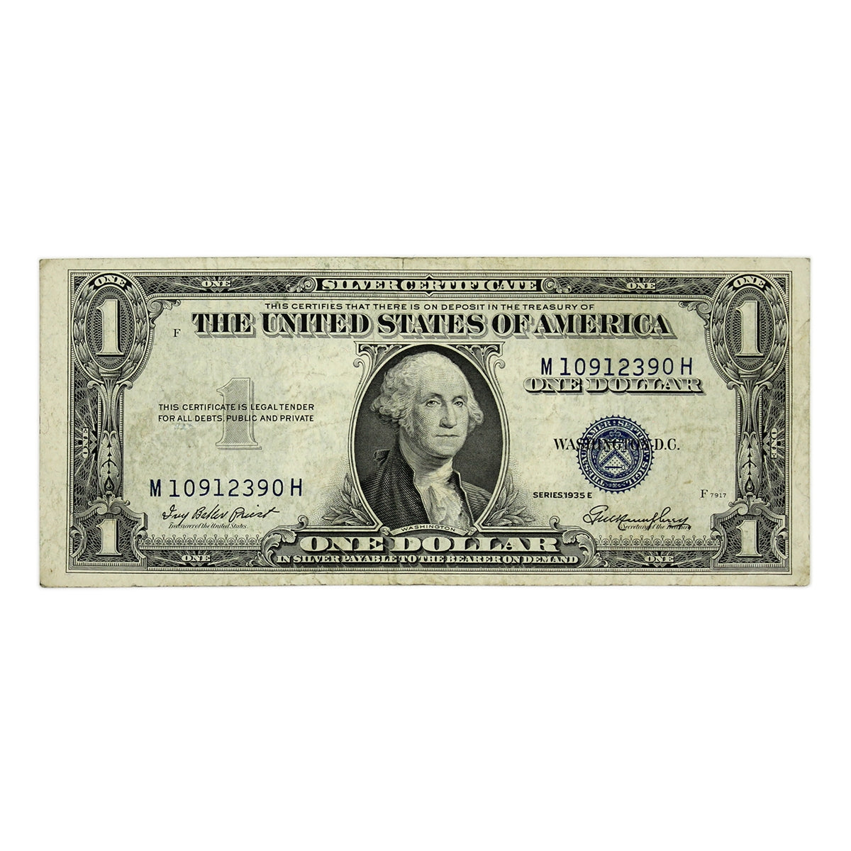 USA 1935E $1 Note, FR #1614, Priest-Humphrey, Silver Certificate, VF