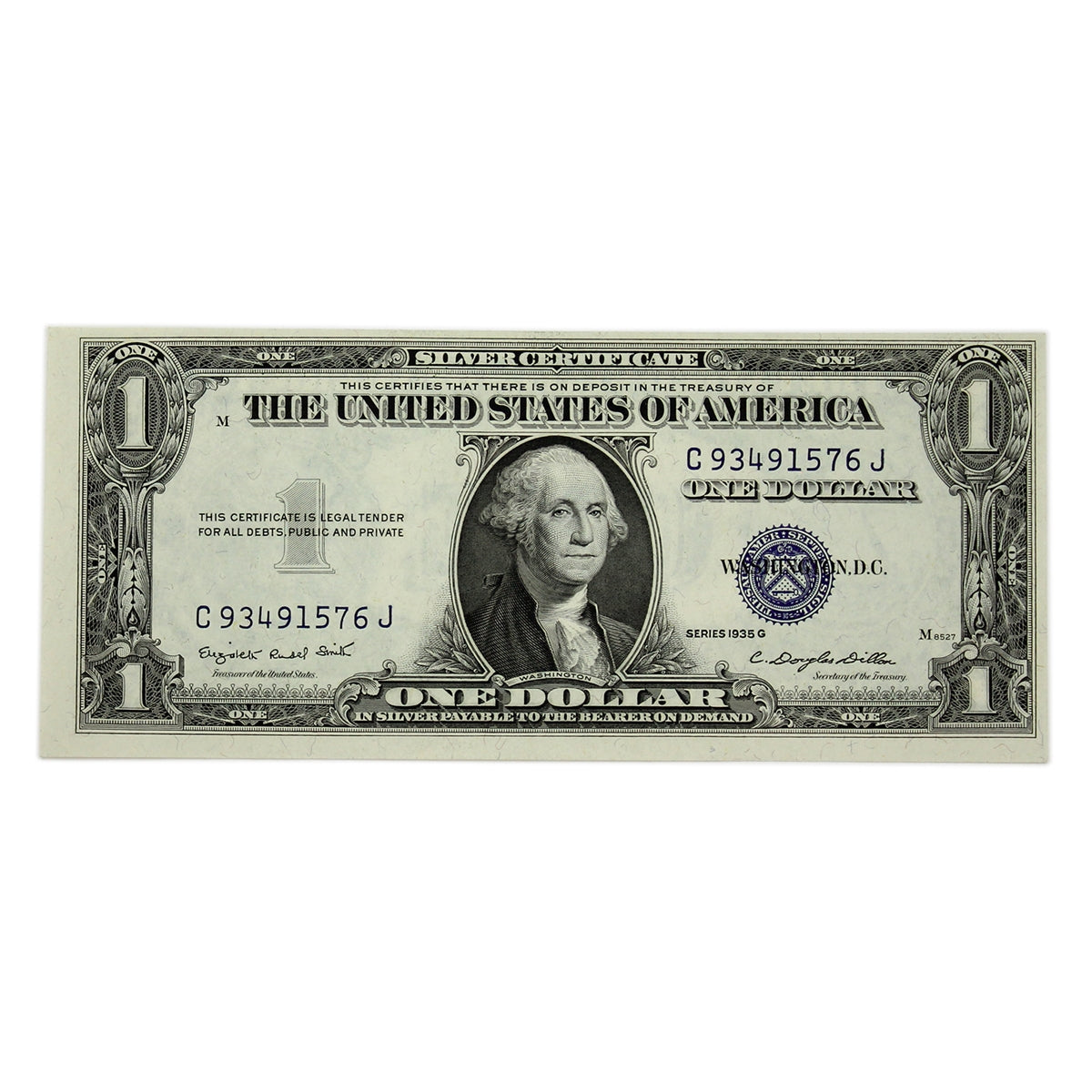 USA 1935G $1 Note, FR #1616, Smith-Dillon, Silver Certificate, UNC