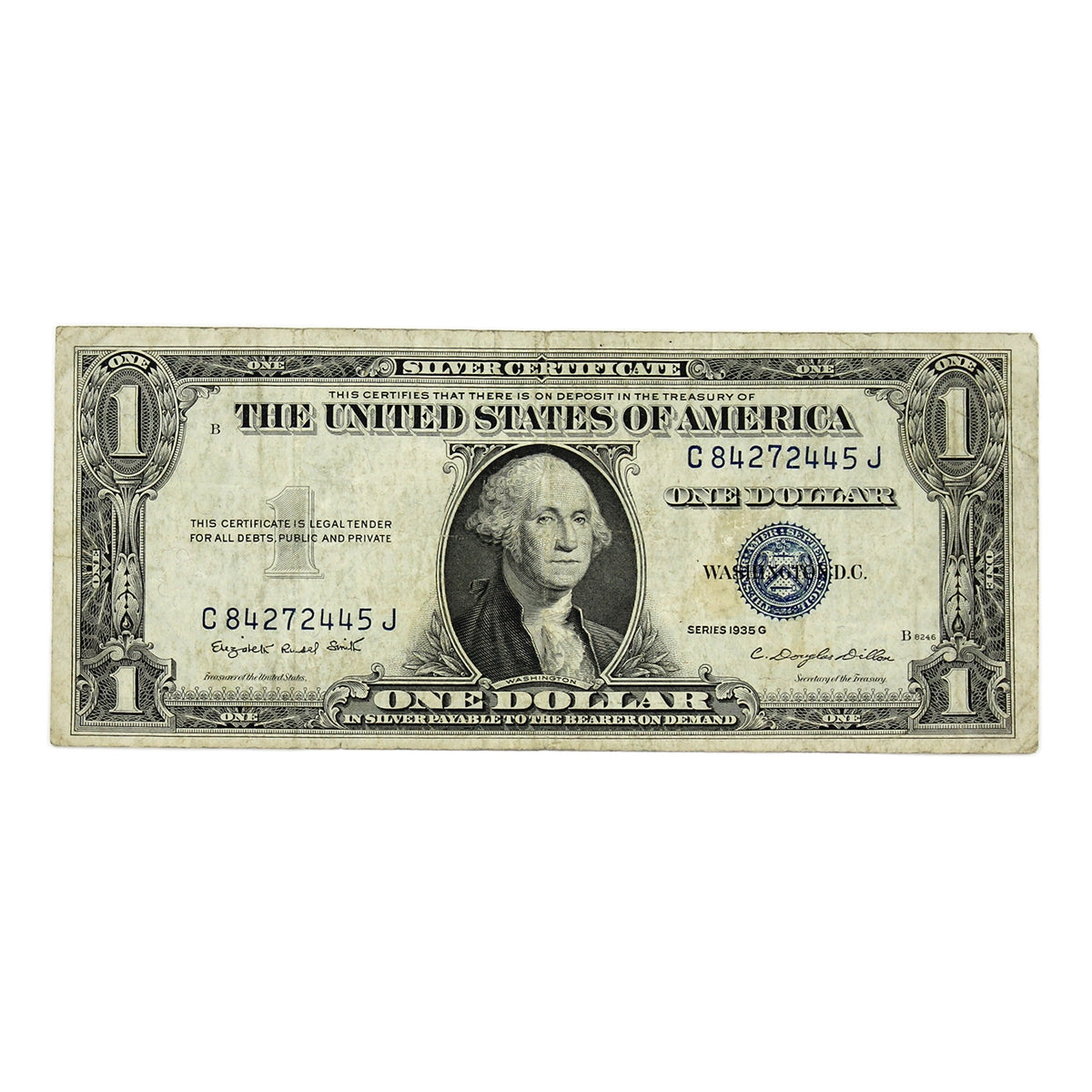 USA 1935G $1 Note, FR #1616, Smith-Dillon, Silver Certificate, VF