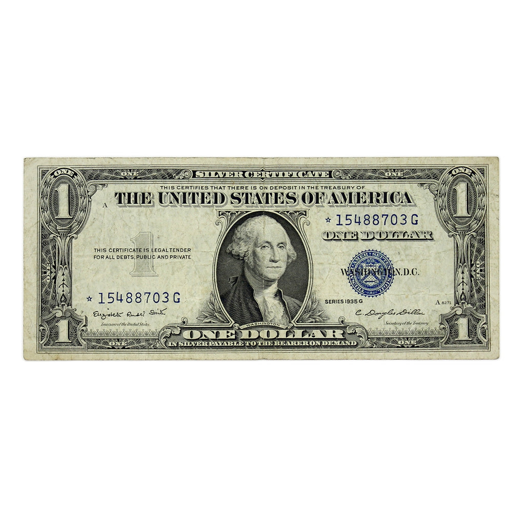 USA 1935G $1 Note, FR #1617*, Smith-Dillon, Silver Certificate, Star Note, VF