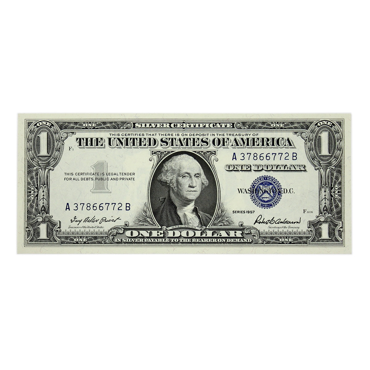 USA 1957 $1 Note, FR #1619, Priest-Anderson, Silver Certificate, CUNC