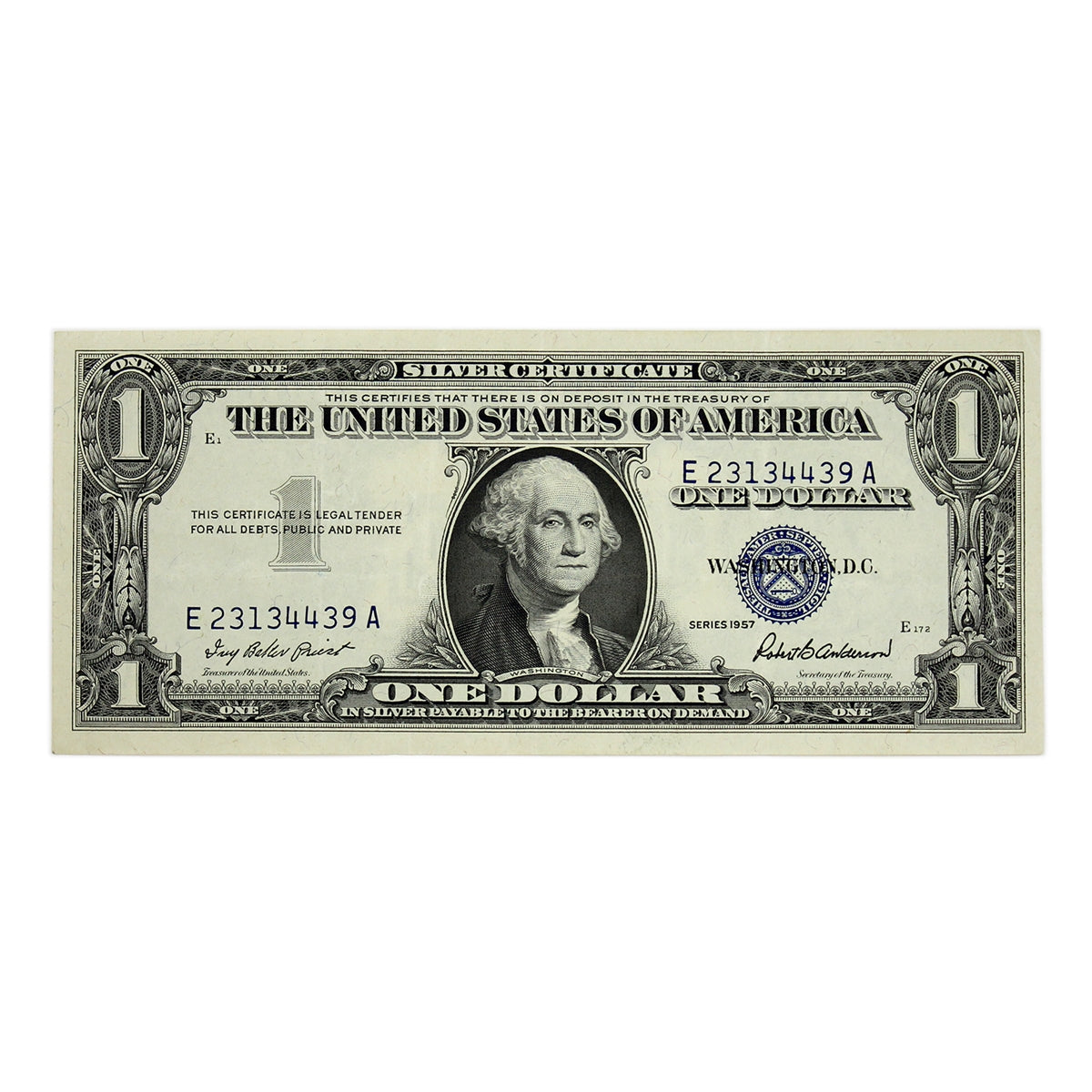 USA 1957 $1 Note, FR #1619, Priest-Anderson, Silver Certificate, VF-EF