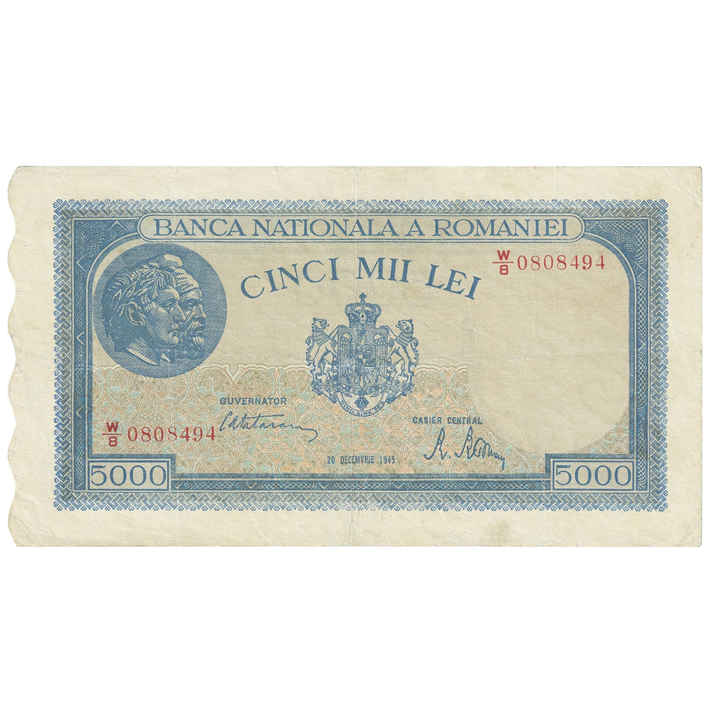 Romania 1945 5000 Lei Note, Pick #56a, VF