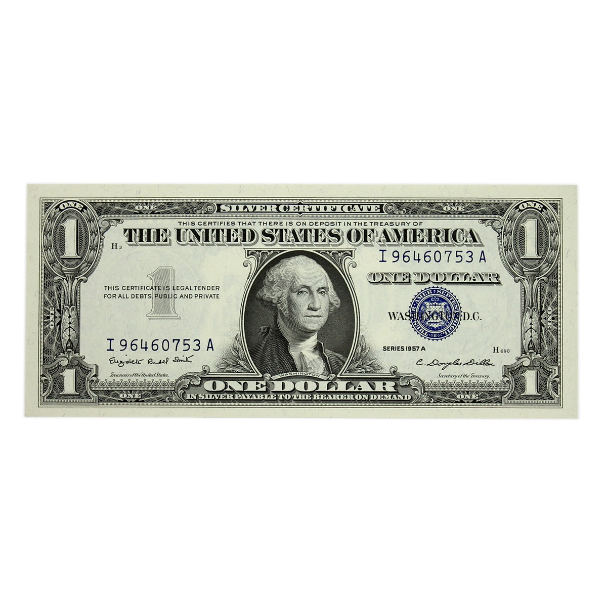 USA 1957A $1 Note, FR #1620, Smith-Dillon, Silver Certificate, AU-UNC