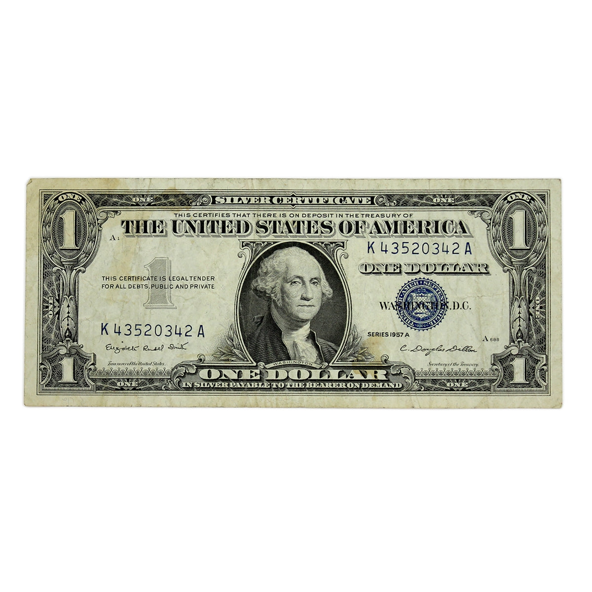 USA 1957A $1 Note, FR #1620, Smith-Dillon, Silver Certificate, VF