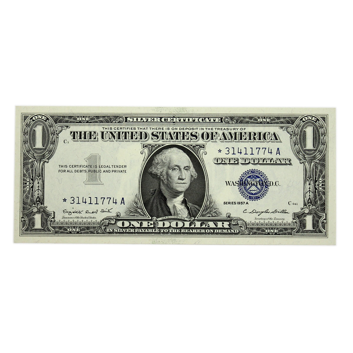 USA 1957A $1 Note, FR #1620*, Smith-Dillon, Silver Certificate, Star Note, CUNC
