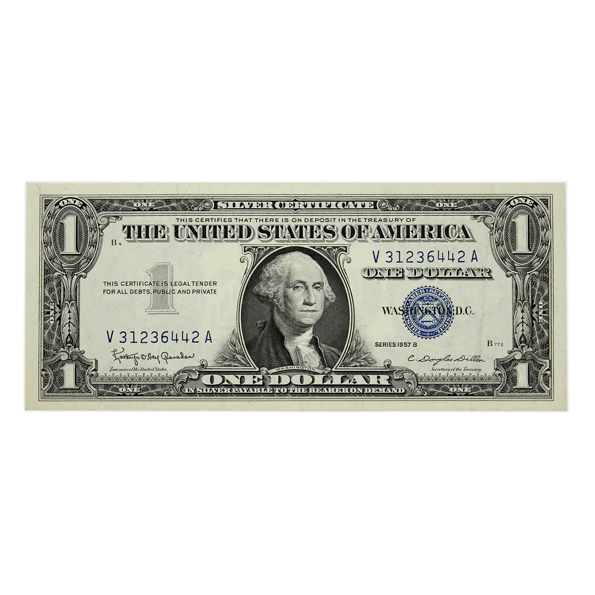 USA 1957B $1 Note, FR #1621, Granahan-Dillon, Silver Certificate, EF-AU