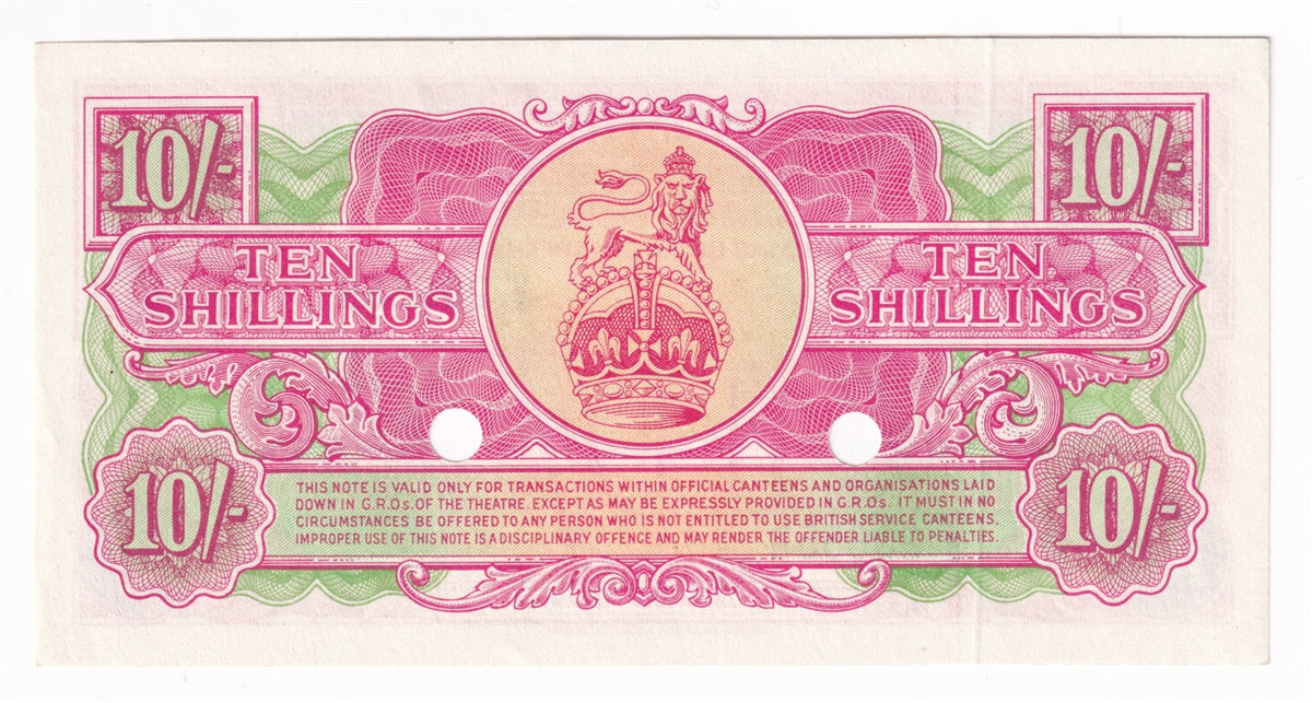 Great Britain 1956 10 Shilling Note, Pick #M28b, Remainder, British Armed Forces, UNC