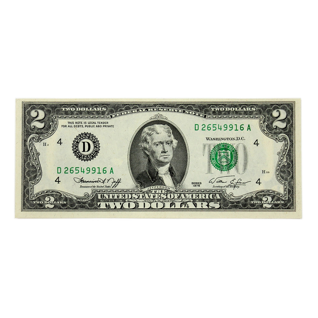 USA 1976 $2 Note, FR #1935D, Neff-Simon, Cleveland, AU