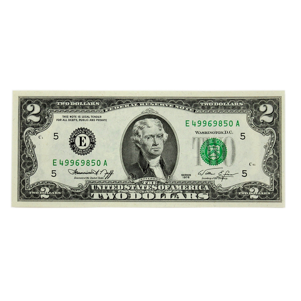 USA 1976 $2 Note, FR #1935E, Neff-Simon, Richmond, AU