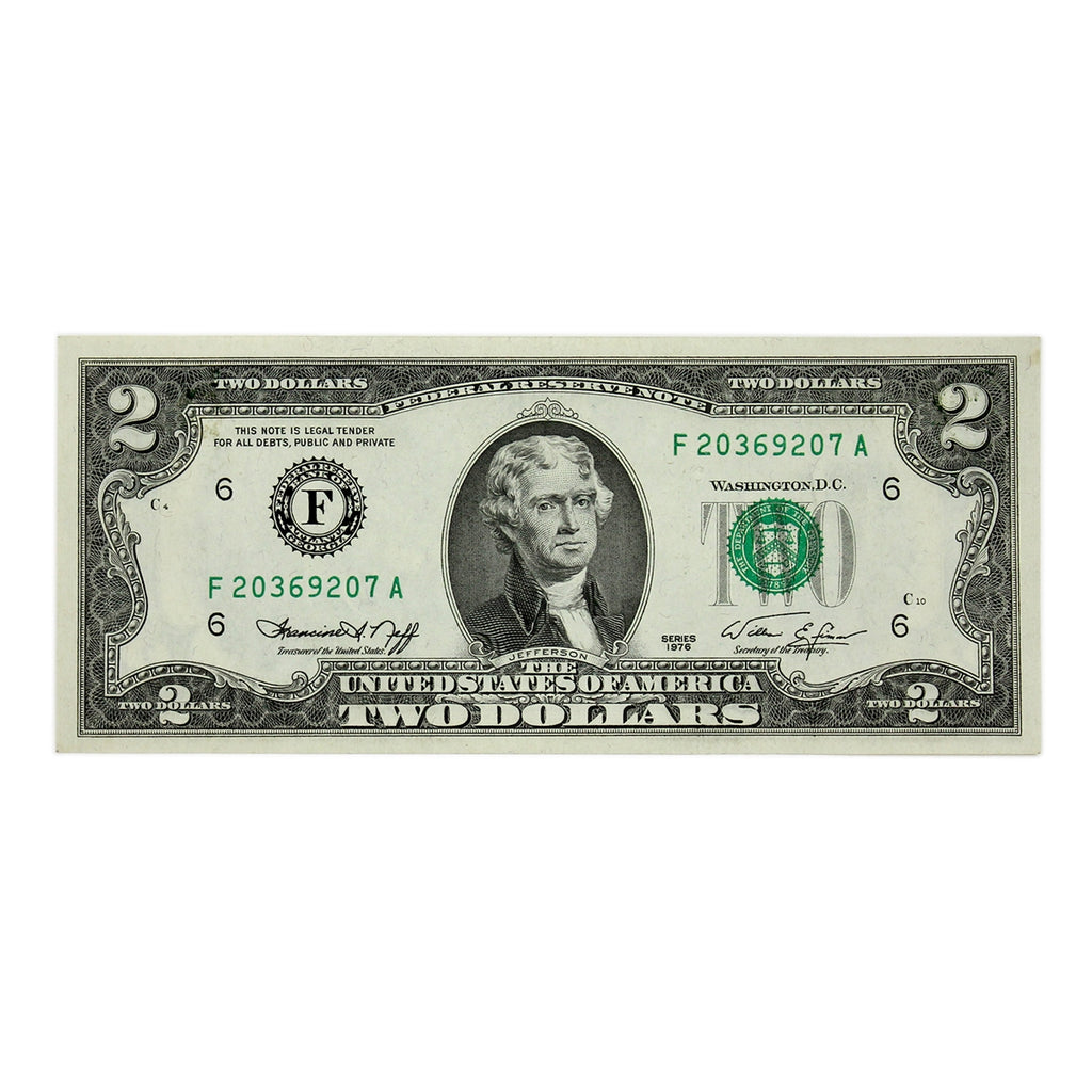 USA 1976 $2 Note, FR #1935F, Neff-Simon, Atlanta, AU