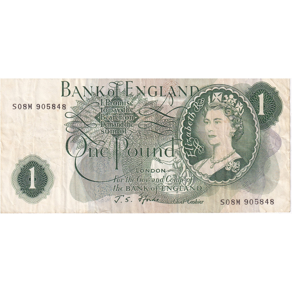 Great Britain 1967 1 Pound Note, S-M, VF