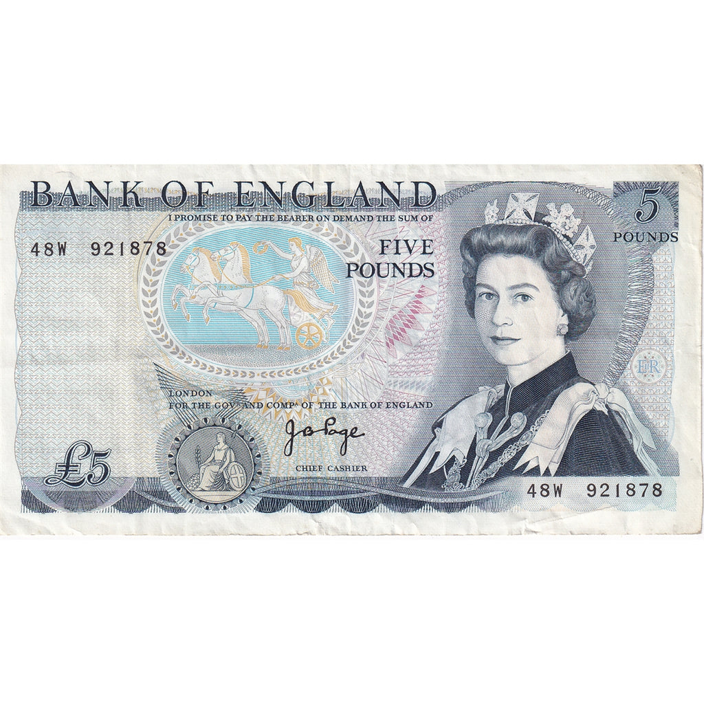Great Britain 1973 5 Pound Note, BE110c, VF-EF
