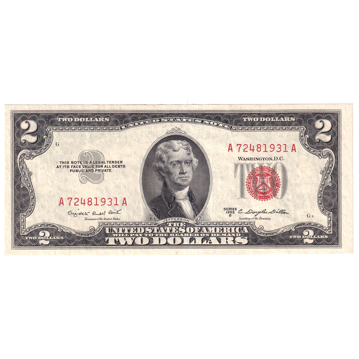 USA 1953B $2 Note, FR #1511, Smith-Dillon, UNC