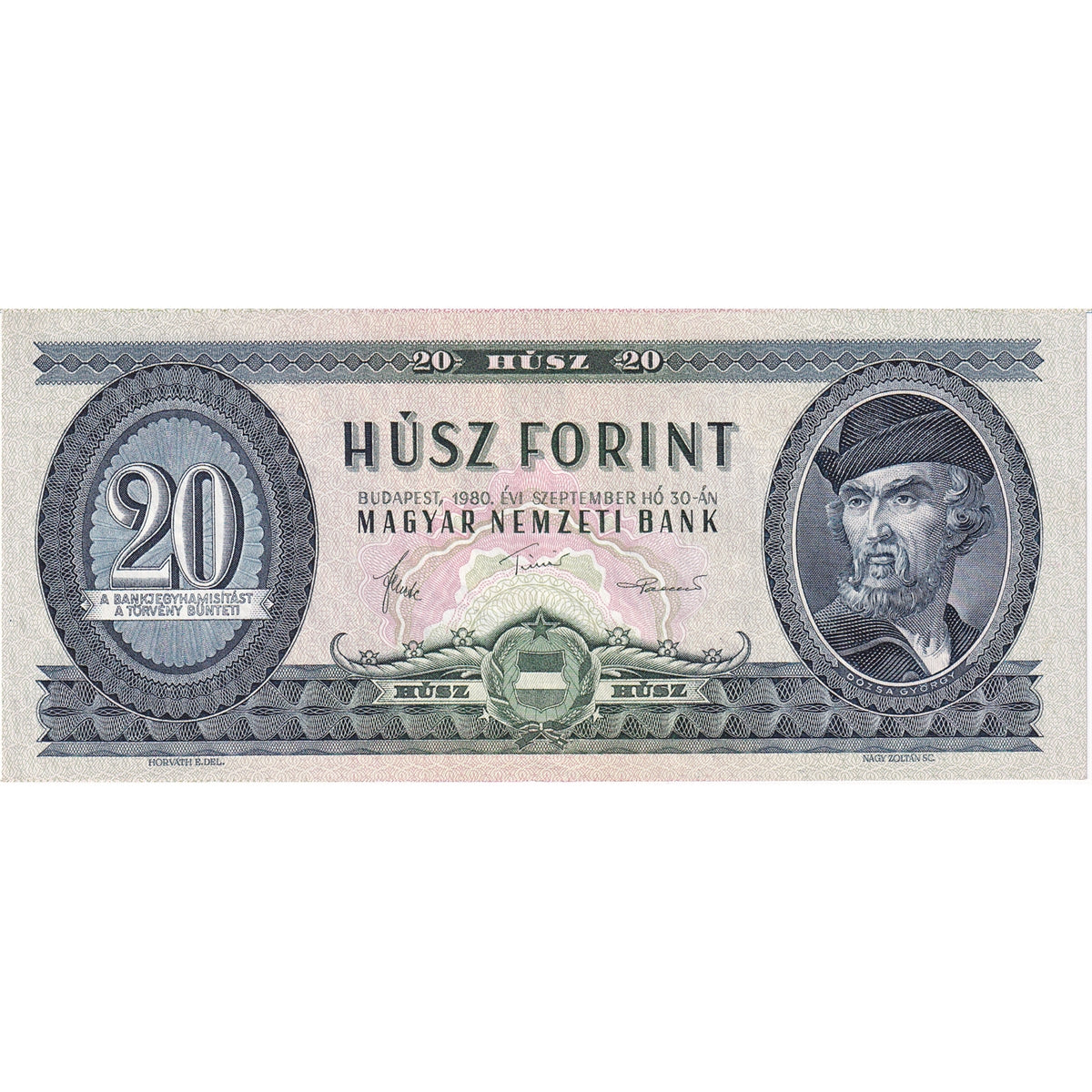 Hungary Note 1980 20 Forint, AU