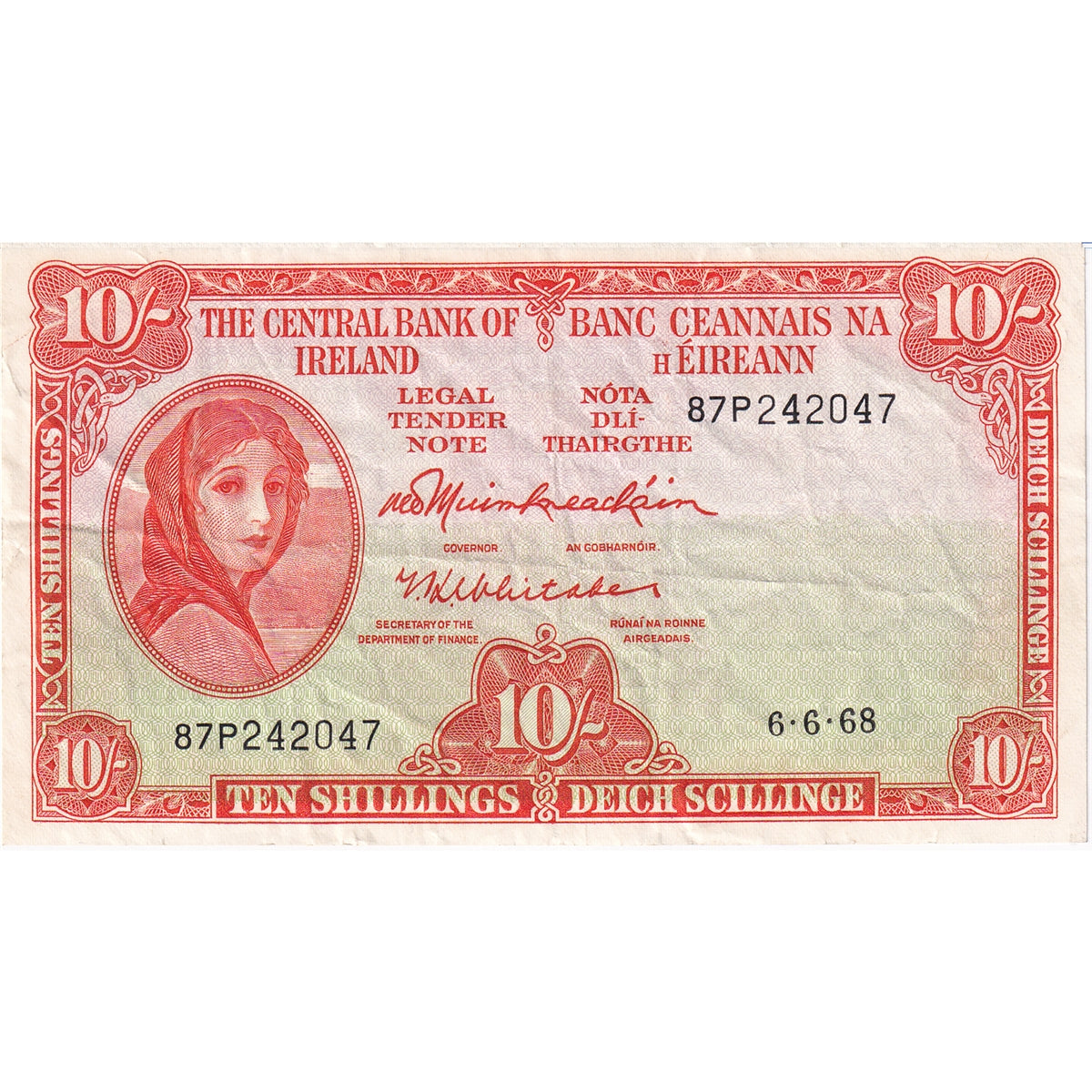 Ireland Note 1962-68 10 Shillings, VF
