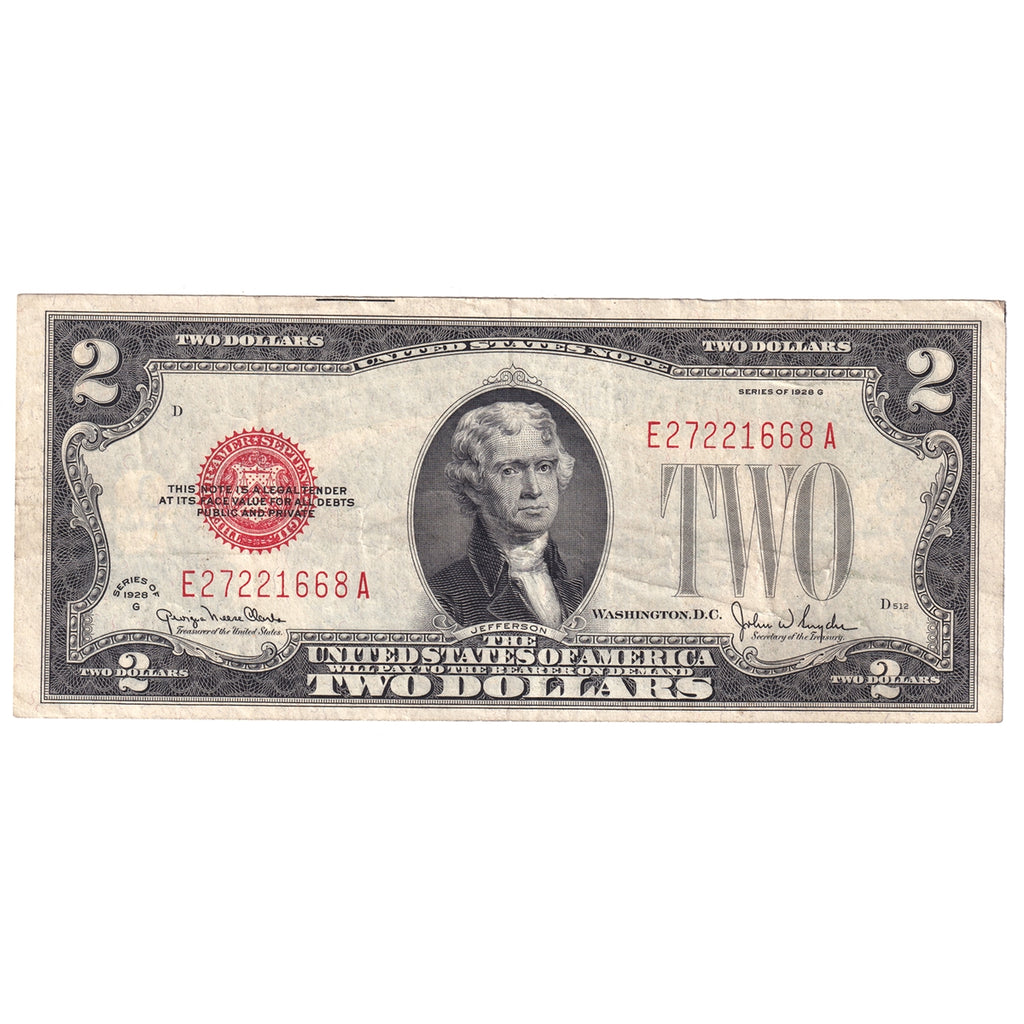 USA 1928G $2 Note, FR #1508, Clark-Snyder, VF-EF