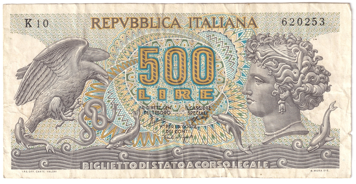 Italy Note 1966 500 Lire VF