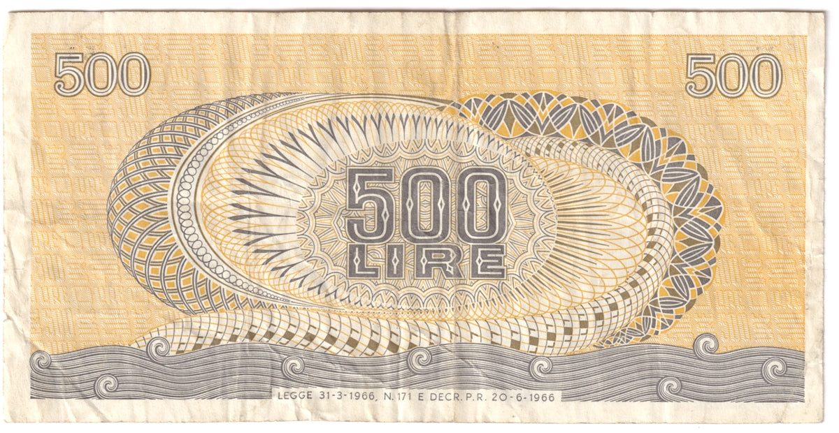 Italy Note 1966 500 Lire VF