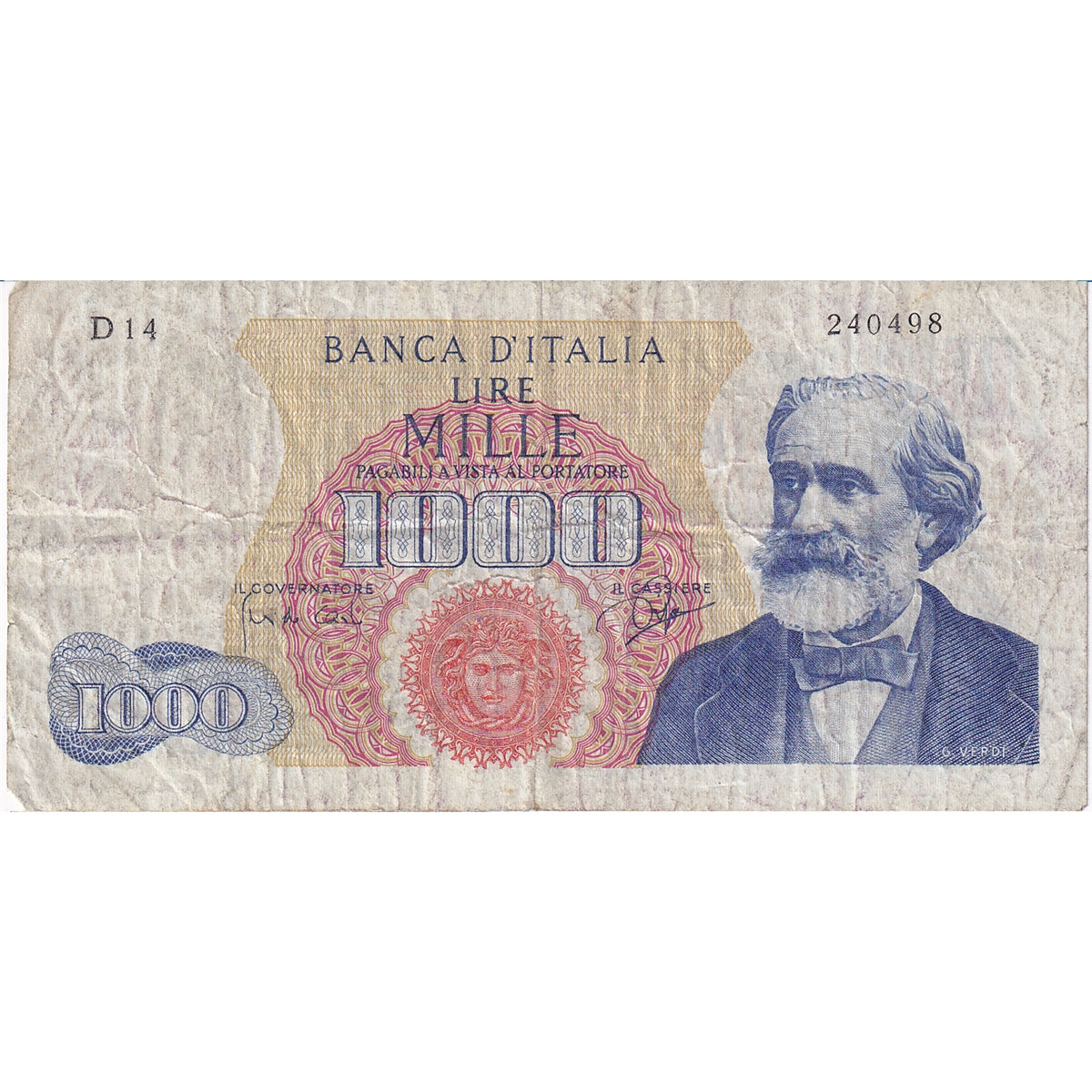 Italy Note 1962 1000 Lire, F