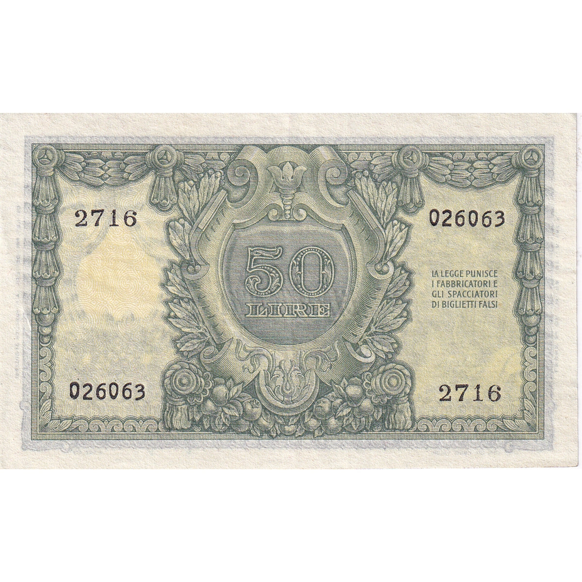 Italy Note 1951 50 Lire, AU