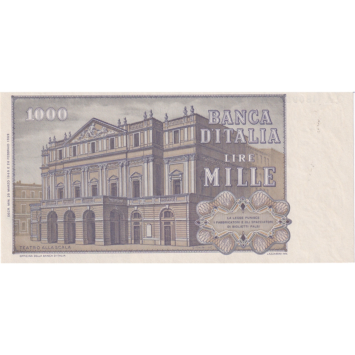 Italy Note 1969 1000 Lire, UNC